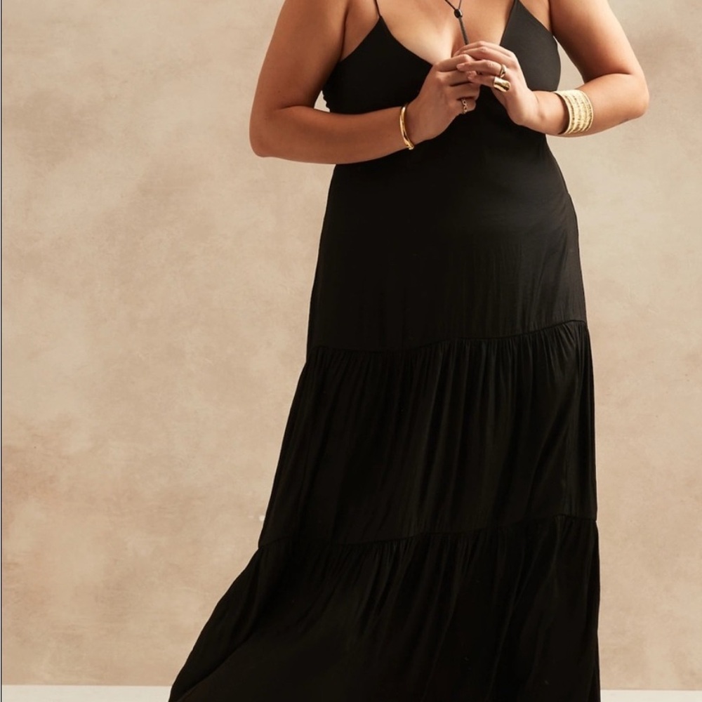 Banana Republic tiered hem Black Maxi Dress
